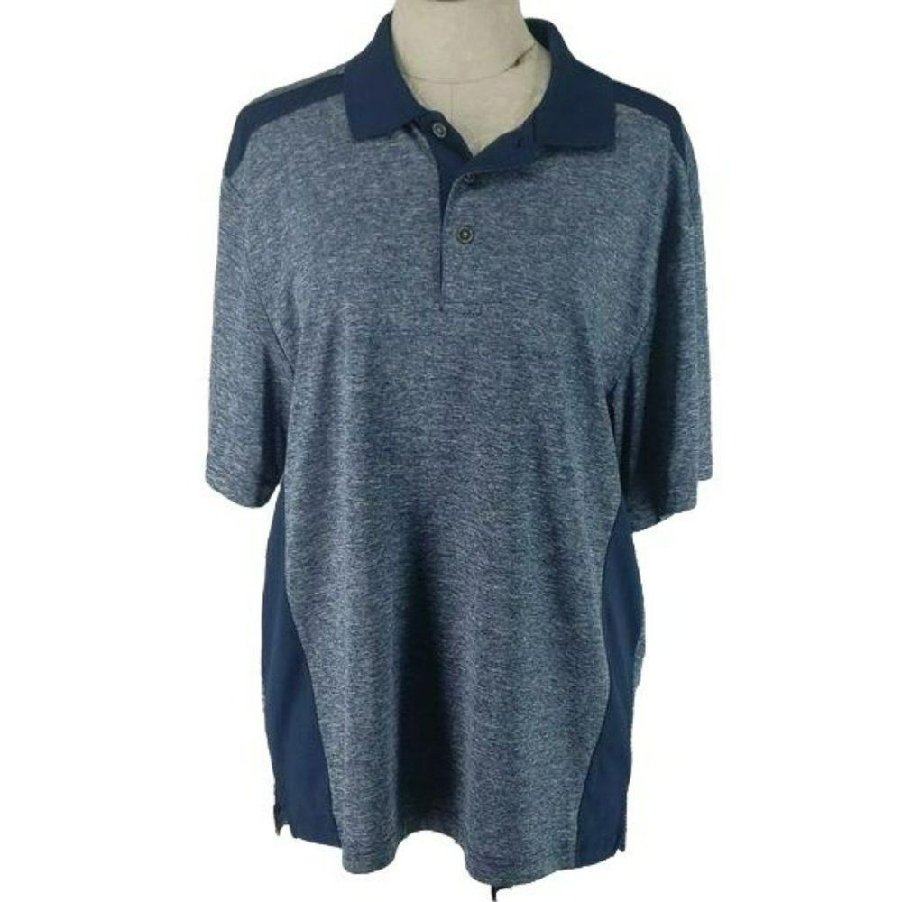 Grand Slam‎ Men's Heather Blue Golf Athletic Polo Short Sleeve Shirt Size Large